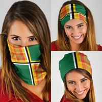 Dominica Creole Day Neck Gaiter Coat Of Arms Madras Plaid Pattern