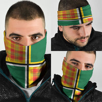 Dominica Creole Day Neck Gaiter Coat Of Arms Madras Plaid Pattern
