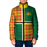 Dominica Creole Day Padded Jacket Coat Of Arms Madras Plaid Pattern