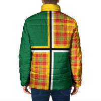 Dominica Creole Day Padded Jacket Coat Of Arms Madras Plaid Pattern