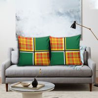 Dominica Creole Day Pillow Cover Coat Of Arms Madras Plaid Pattern
