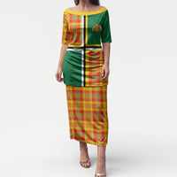 Dominica Creole Day Puletasi Coat Of Arms Madras Plaid Pattern
