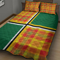 Dominica Creole Day Quilt Bed Set Coat Of Arms Madras Plaid Pattern