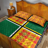 Dominica Creole Day Quilt Bed Set Coat Of Arms Madras Plaid Pattern
