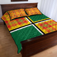 Dominica Creole Day Quilt Bed Set Coat Of Arms Madras Plaid Pattern