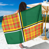 Dominica Creole Day Sarong Coat Of Arms Madras Plaid Pattern
