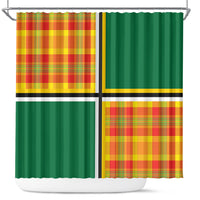 Dominica Creole Day Shower Curtain Coat Of Arms Madras Plaid Pattern