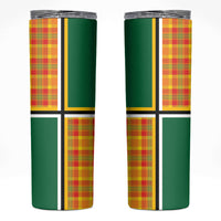Dominica Creole Day Skinny Tumbler Coat Of Arms Madras Plaid Pattern