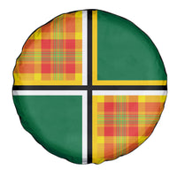 Dominica Creole Day Spare Tire Cover Coat Of Arms Madras Plaid Pattern