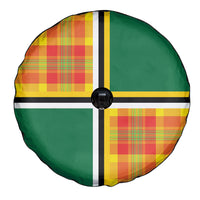 Dominica Creole Day Spare Tire Cover Coat Of Arms Madras Plaid Pattern