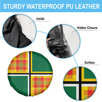 Dominica Creole Day Spare Tire Cover Coat Of Arms Madras Plaid Pattern