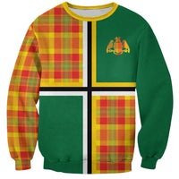 Dominica Creole Day Sweatshirt Coat Of Arms Madras Plaid Pattern
