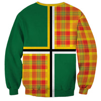 Dominica Creole Day Sweatshirt Coat Of Arms Madras Plaid Pattern