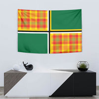 Dominica Creole Day Tapestry Coat Of Arms Madras Plaid Pattern