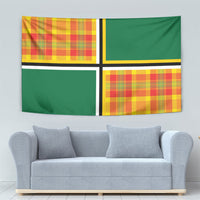 Dominica Creole Day Tapestry Coat Of Arms Madras Plaid Pattern