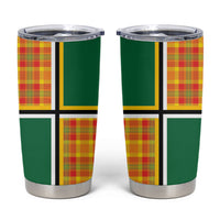 Dominica Creole Day Tumbler Cup Coat Of Arms Madras Plaid Pattern