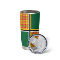 Dominica Creole Day Tumbler Cup Coat Of Arms Madras Plaid Pattern
