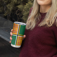Dominica Creole Day Tumbler Cup Coat Of Arms Madras Plaid Pattern