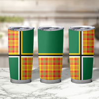 Dominica Creole Day Tumbler Cup Coat Of Arms Madras Plaid Pattern