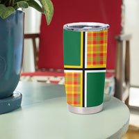 Dominica Creole Day Tumbler Cup Coat Of Arms Madras Plaid Pattern