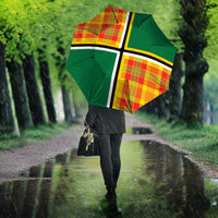 Dominica Creole Day Umbrella Coat Of Arms Madras Plaid Pattern
