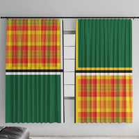 Dominica Creole Day Window Curtain Coat Of Arms Madras Plaid Pattern