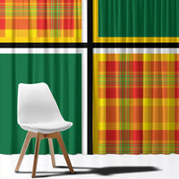 Dominica Creole Day Window Curtain Coat Of Arms Madras Plaid Pattern