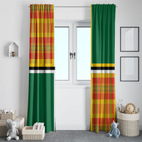 Dominica Creole Day Window Curtain Coat Of Arms Madras Plaid Pattern