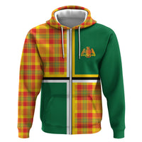 Dominica Creole Day Zip Hoodie Coat Of Arms Madras Plaid Pattern