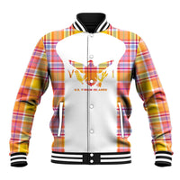 Personalized US Virgin Islands Baseball Jacket Eagle Madras Pattern