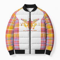 Personalized US Virgin Islands Bomber Puffer Jacket Eagle Madras Pattern