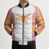 Personalized US Virgin Islands Bomber Puffer Jacket Eagle Madras Pattern