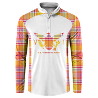 Personalized US Virgin Islands Button Sweatshirt Eagle Madras Pattern