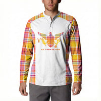 Personalized US Virgin Islands Button Sweatshirt Eagle Madras Pattern