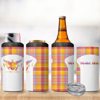 Personalized US Virgin Islands 4 in 1 Can Cooler Tumbler Eagle Madras Pattern