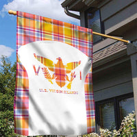 US Virgin Islands Garden Flag Eagle Madras Pattern