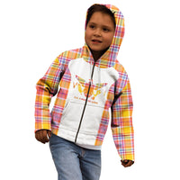 Personalized US Virgin Islands Kid Hoodie Eagle Madras Pattern