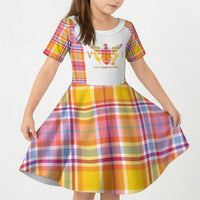 Personalized US Virgin Islands Kid Short Sleeve Dress Eagle Madras Pattern