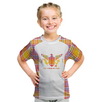 Personalized US Virgin Islands Kid T Shirt Eagle Madras Pattern