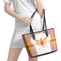 US Virgin Islands Leather Tote Bag Eagle Madras Pattern