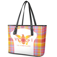 US Virgin Islands Leather Tote Bag Eagle Madras Pattern