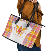 US Virgin Islands Leather Tote Bag Eagle Madras Pattern