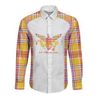 Personalized US Virgin Islands Long Sleeve Button Shirt Eagle Madras Pattern