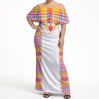 Personalized US Virgin Islands Off Shoulder Maxi Dress Eagle Madras Pattern