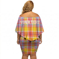Personalized US Virgin Islands Off Shoulder Short Dress Eagle Madras Pattern