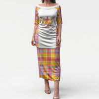 Personalized US Virgin Islands Puletasi Eagle Madras Pattern