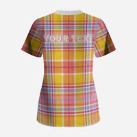 Personalized US Virgin Islands Scrub Top Eagle Madras Pattern
