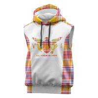 Personalized US Virgin Islands Sleeveless Hoodie Eagle Madras Pattern