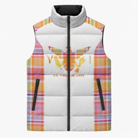 Personalized US Virgin Islands Sleeveless Puffer Jacket Eagle Madras Pattern