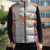 Personalized US Virgin Islands Sleeveless Puffer Jacket Eagle Madras Pattern
